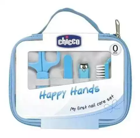 Set De Higiene Chicco Para Bebé Lima Alicate Tijera Cepillo Celeste