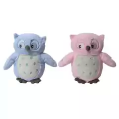 Lechuza Peluche Búho Con Luces Y Sonido 22x27cm Woody Toys Celeste en internet