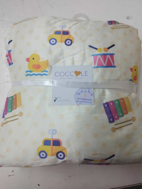 Manta para Cuna Funcional con Corderito Estampada AMARILLA