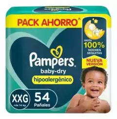 Pañales Desechables Pampers Baby Dry Hipoalergénico XXG54