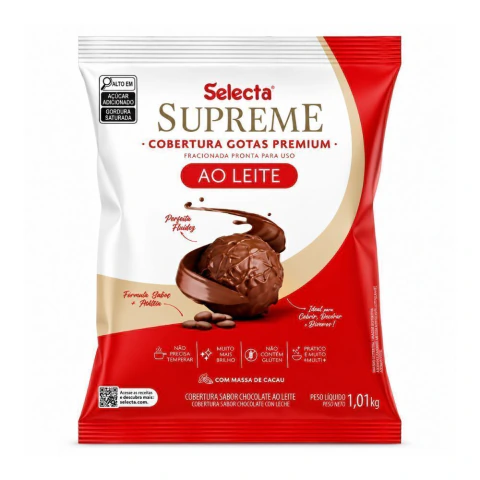 COBERTURA SELECTA GOTAS SUPREME 1KG AO LEITE