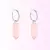 Argolinha Ponta Quartzo Rosa Banhado a Prata 925 - comprar online