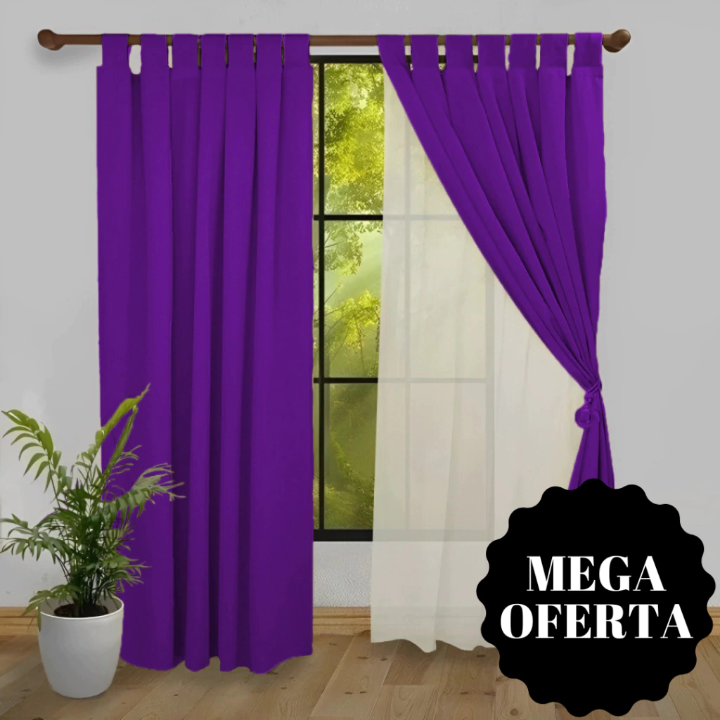 Cortina Doble Tropical Voile 2 Paños - Violeta