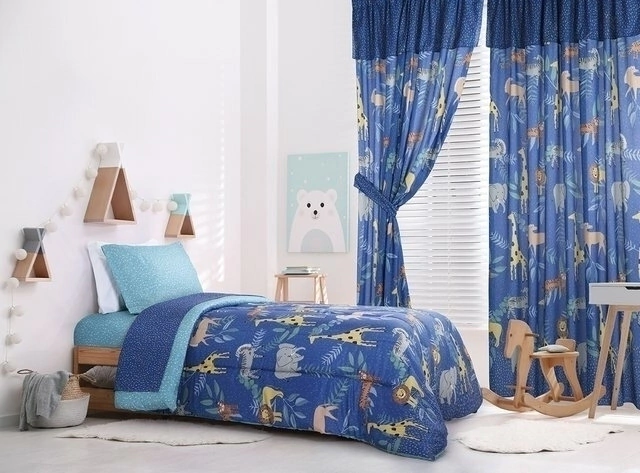 Juego de Sabanas Infantil Linea Plus (132 Hilos) - Jungle Azul