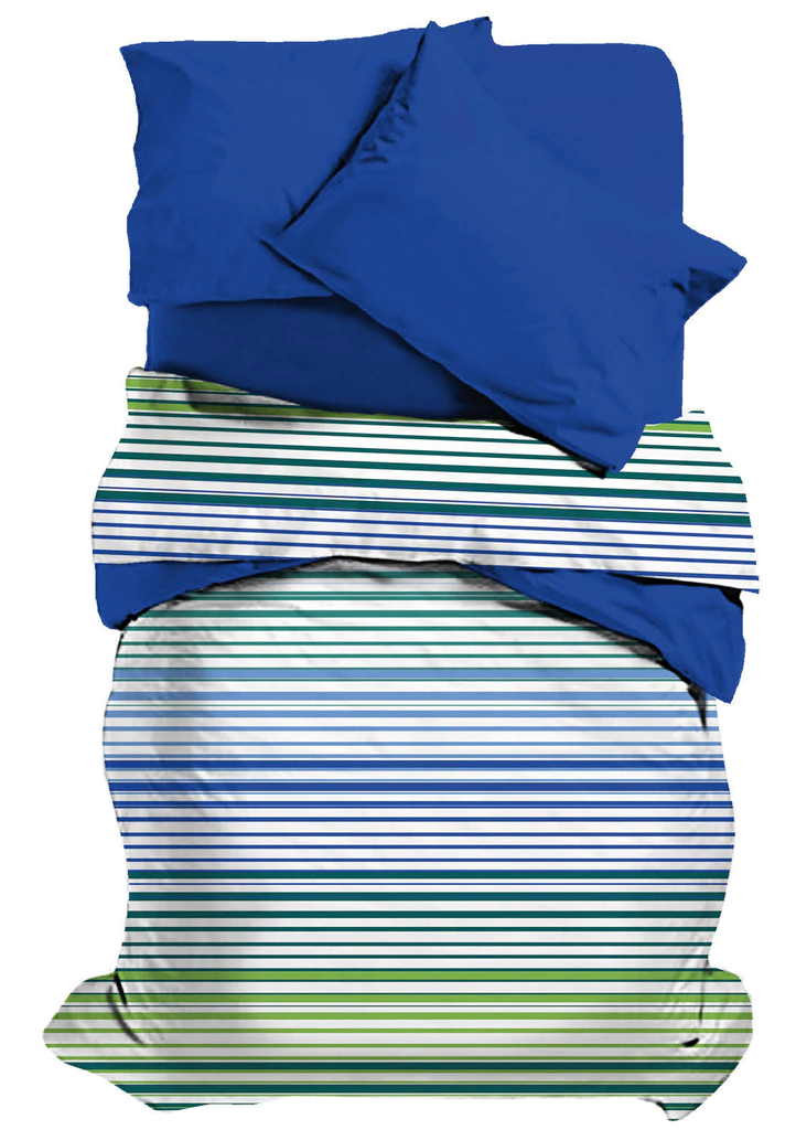 Juego de Sabanas Infantil Linea Plus (132 Hilos) - Azul Multirayas