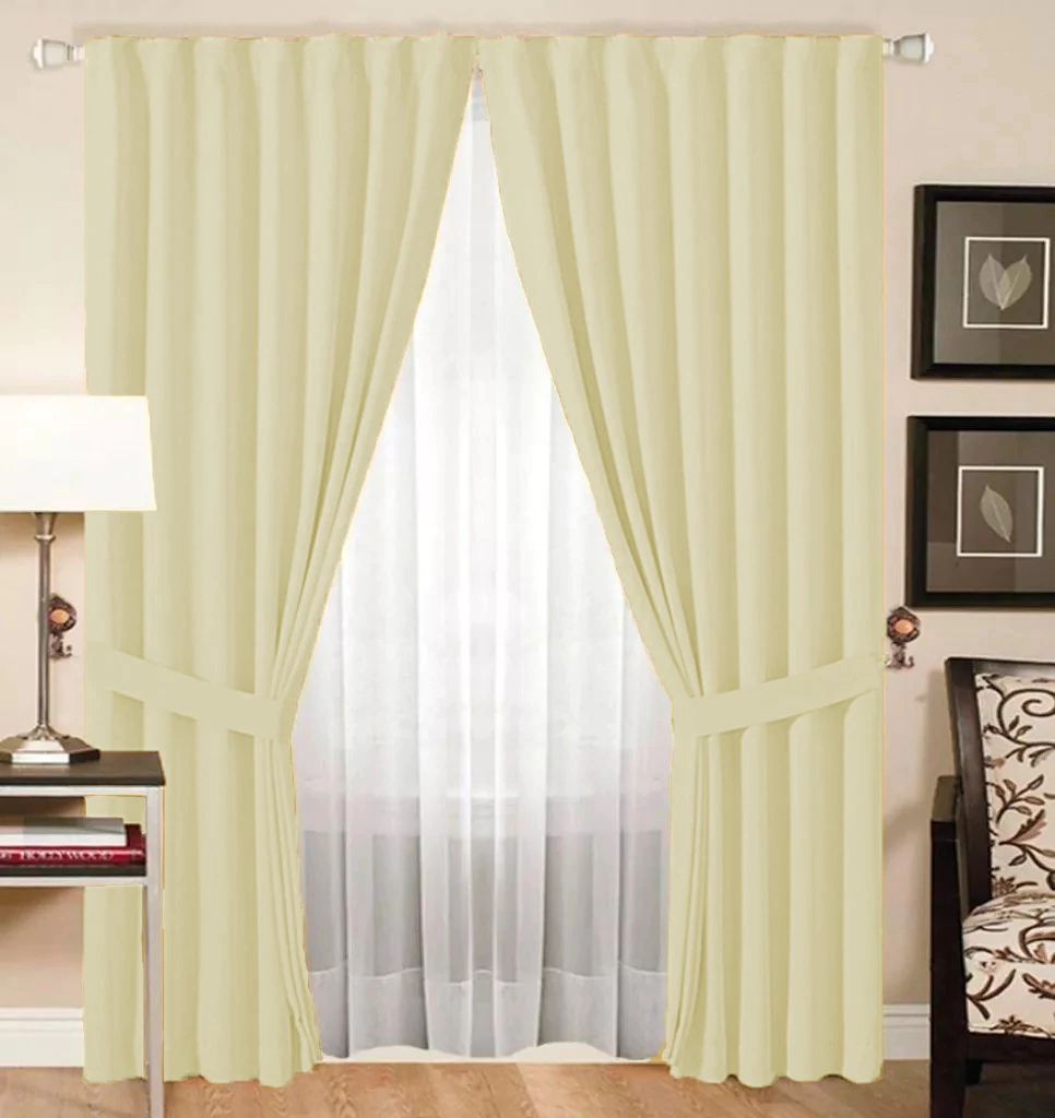 Pack Cortina Blackout Textil + Voile 2,10 (4 Paños) - Crudo