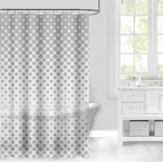 Cortina De Baño Vinilo Estampada - Dotting Gris