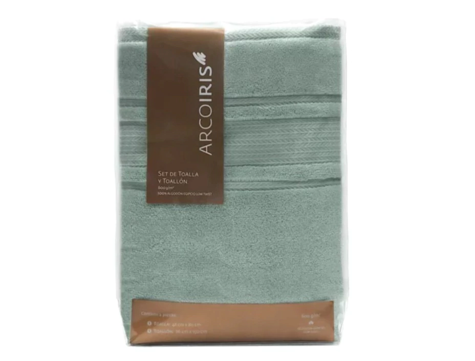 Set Toalla y Toallon Arco Iris Edy 600 Gr - Aqua