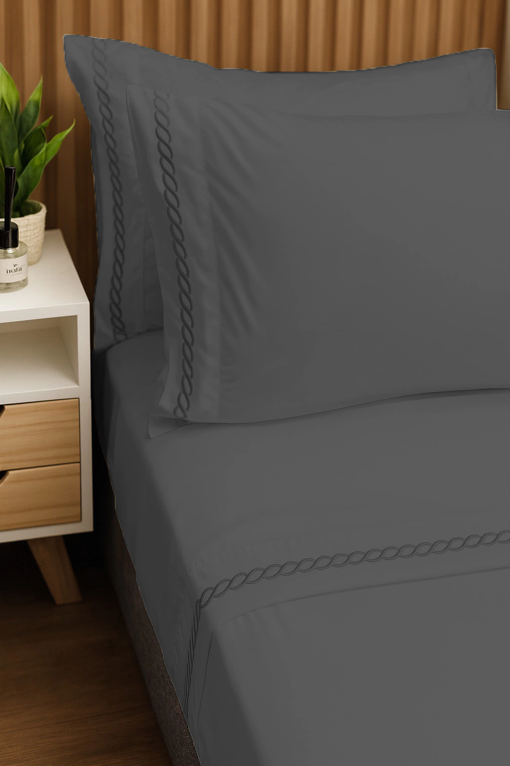 Juego de Sabanas Calia 600 H - Gris Oscuro