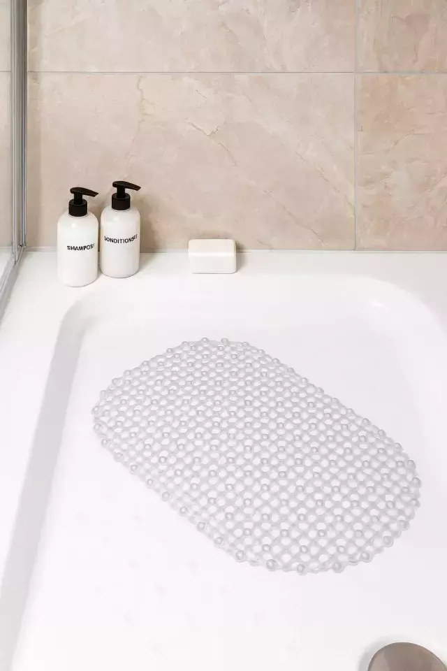 Alfombra Antideslizante Pvc Para Bañadera - Gris Oscuro Dots