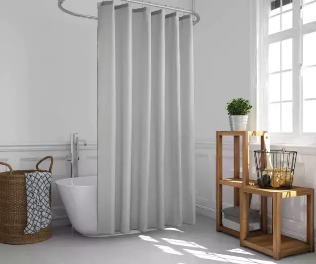 Cortina De Baño Lino C/ Ganchos Roller - Gris DB