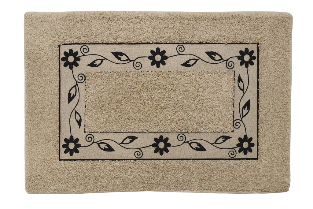 Alfombra De Baño Rústica Flores - Negro