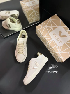TENIS V OFF WHITE DOURADO CADARÇO