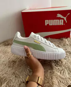 PUMA SOFT BRANCO VERDE COURO - TenisVel