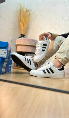 SUPERSTAR AD480 BRANCO PRETO COURO