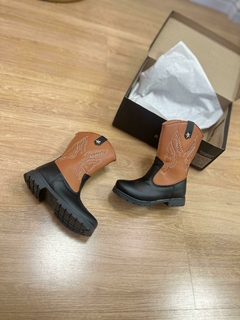 INFANTIL - BOTA TEXANA PRETA CANO CARAMELO - TenisVel