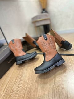 INFANTIL - BOTA TEXANA PRETA CANO CARAMELO - comprar online
