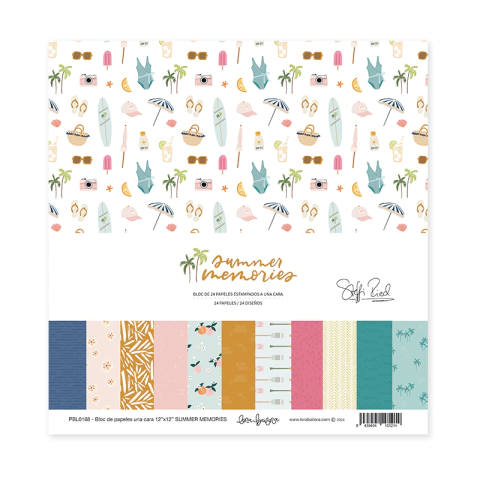 Bloc de 24 papeles estampados a una cara cara 30,5x 30,5 cm SUMMER MEMORIES
