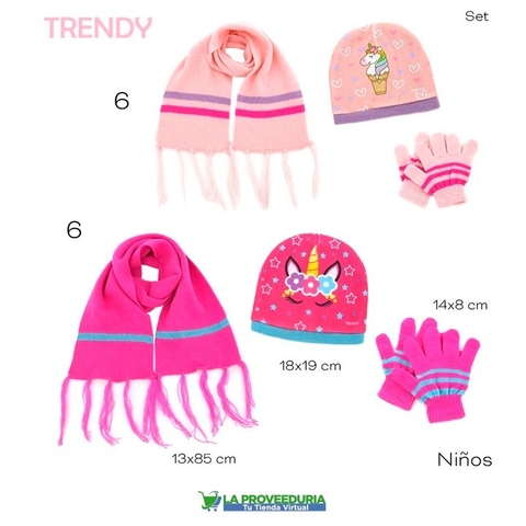13920-Set Invierno Bufanda Guantes Gorro Lana Tejido Nenas