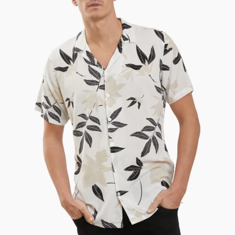 Camisa Fibrana Flores y Hojas Daily