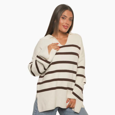 Sweater Wamu Cuello Chomba Rayado - comprar online