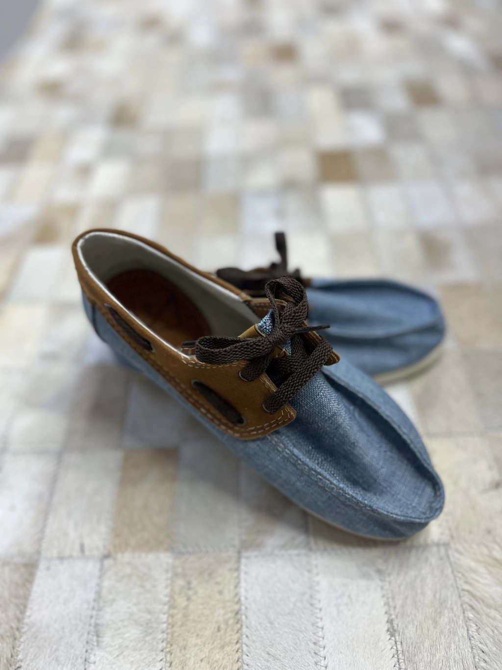 Mocassin em linho - azul jeans