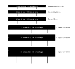 Fleje de 10x120 cm de 3,2 mm - Negro - comprar online