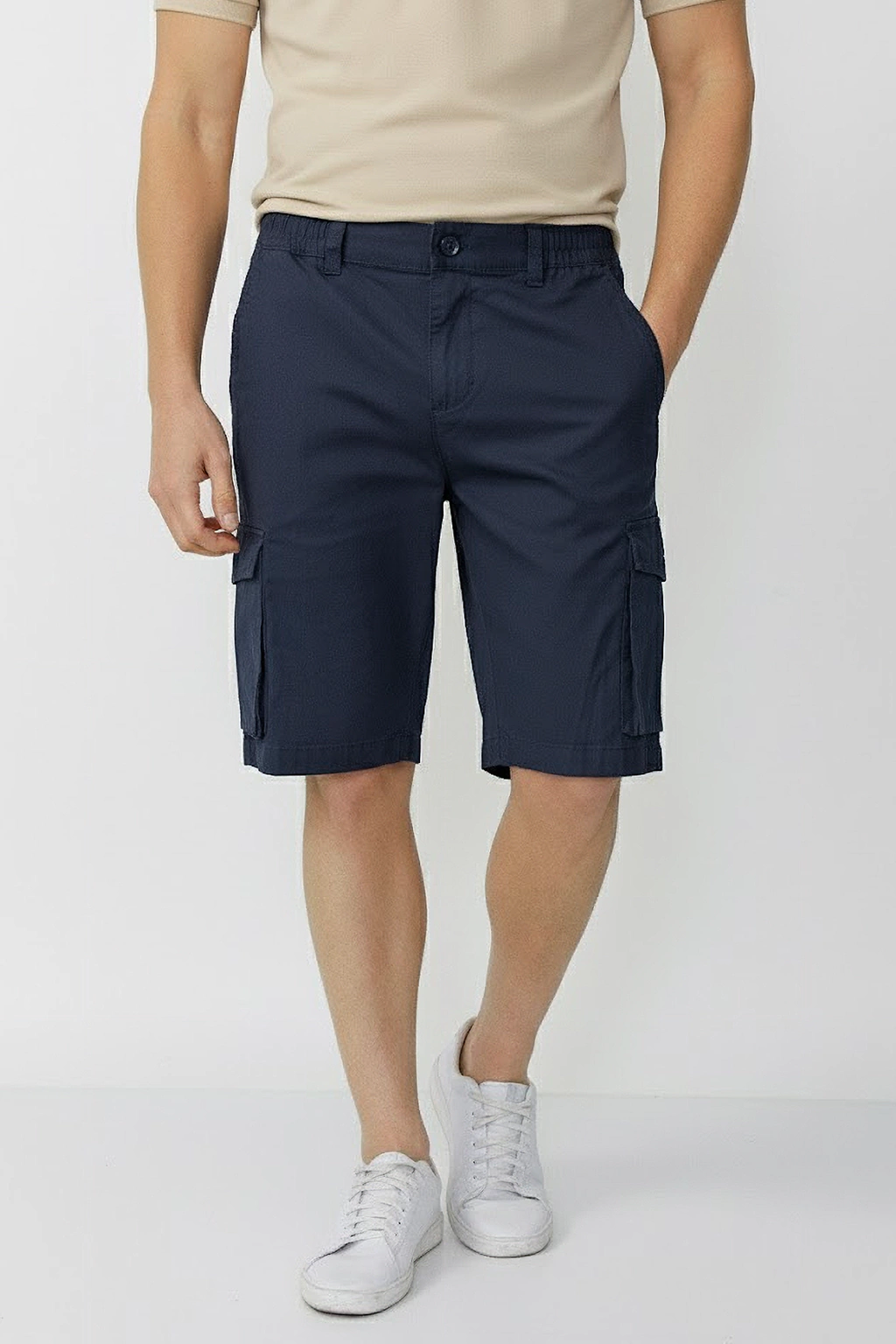 Bermuda Cargo Gabardina Gamuzada - Calce Suelto