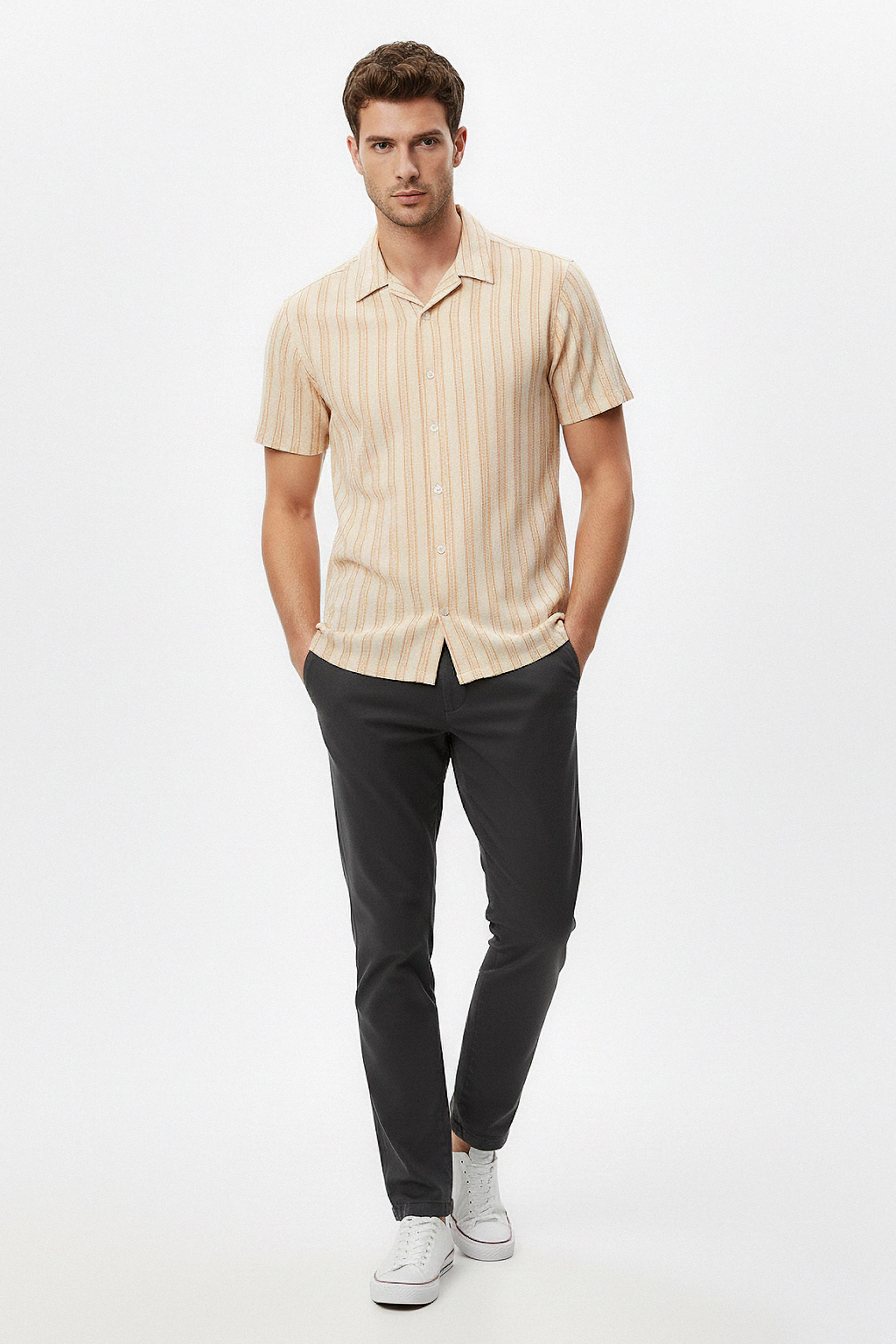 Camisa Crochet Algodón Rayado "MILO"
