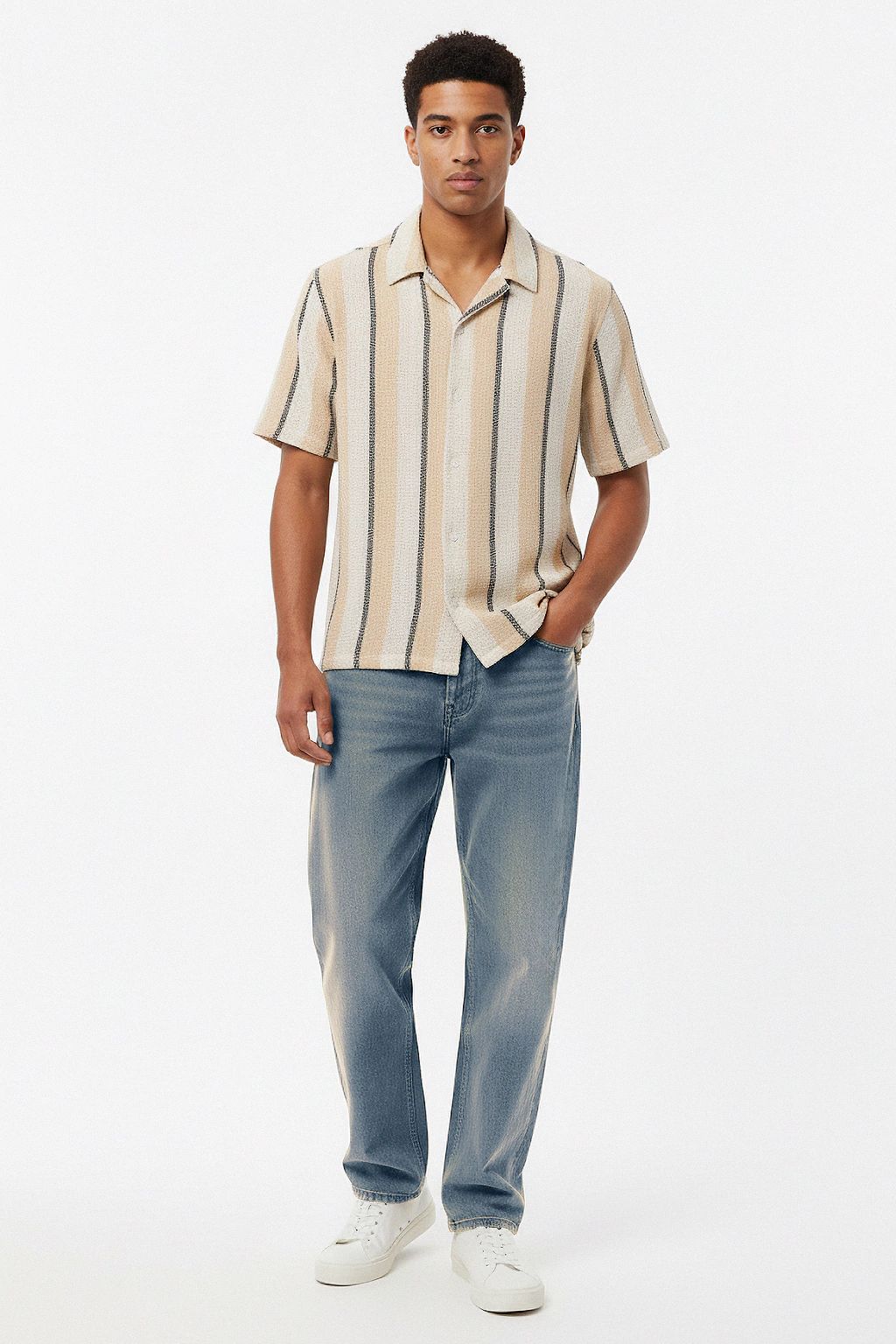 Camisa Tejida Hombre Crochet Oversized Rayado