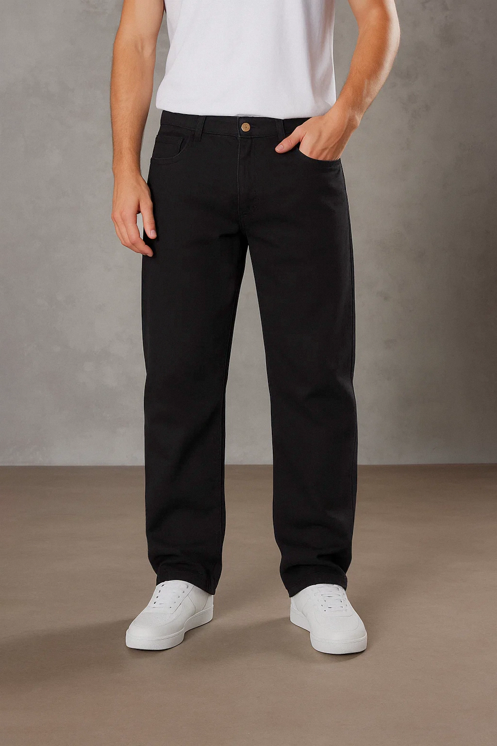 Pantalón Recto Hombre Negro Rígido "ONYX"