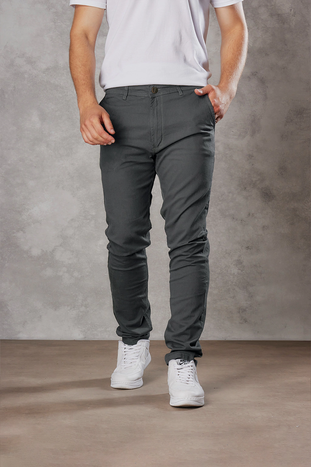 Pantalón Chino Gabardina Gris de Hombre "ROMA"