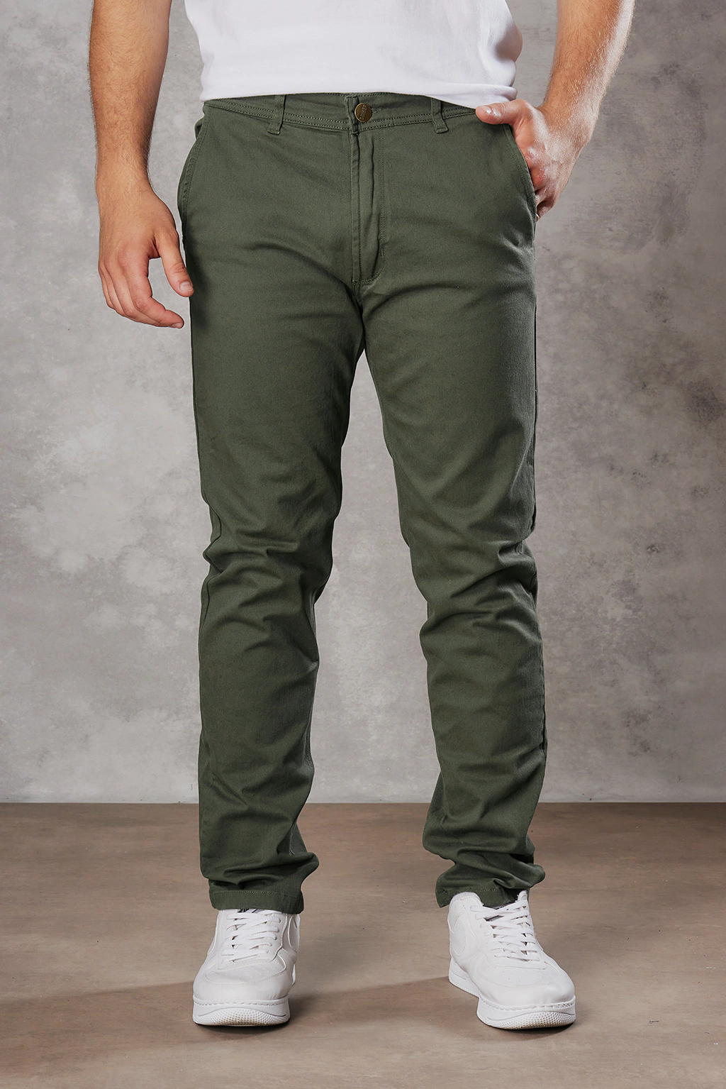 Pantalón Chino Gabardina Verde Militar de Hombre "ROMA"