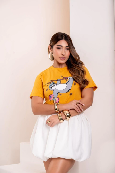 T-Shirt Preguiça (Mostarda Dijon)