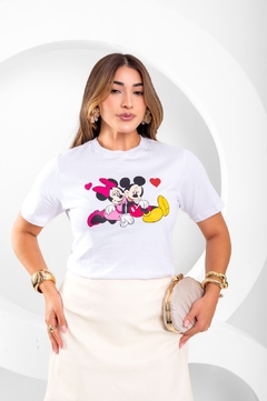 Semi Cropped - Minnie & Mickey (Branco) - comprar online