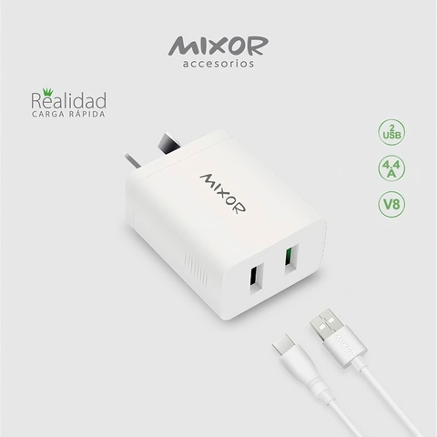 CARGADOR MIXOR REALIDAD 4.4 MICRO USB 2 PUERTOS + CABLE