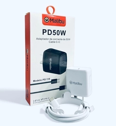 CARGADOR 50W MALIBU TIPO C A TIPO C ULTRA RAPIDO - comprar online