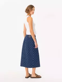 POLLERA SQUARE INDIGO (JAZMIN CHEBAR) - tienda online