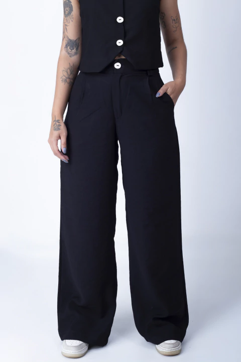 Calça wide leg Jade - Preto - comprar online
