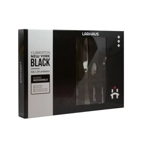 Set de Cubiertos 24 Piezas New York Black Larhaus