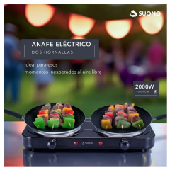 Anafe Eléctrico 2 Hornallas Cuerpo Metalico SNPE-2017 Suono en internet