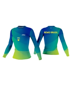 Camiseta de Compresión Remo Brasil Degradé Manga Larga Femenina