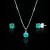 Conjunto Feminino Ponto de Luz Turquesa: Colar e Brinco em Prata 925