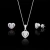 Conjunto Feminino Coração Cristal Cravejado: Colar e Brinco em Prata 925