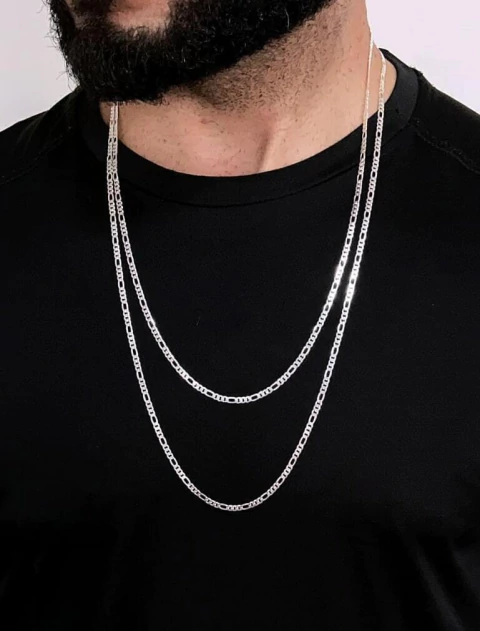 Kit 2 Correntes 3x1 3mm: 60cm e 70cm em Prata 925 - comprar online