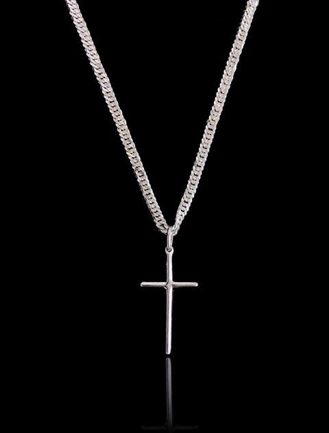 Corrente Grumet Elo Duplo 3mm com Pingente Cruz Palito 3cm em Prata 925 - comprar online