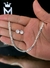 Kit Pulseira Grumet 4mm e Par de Brinco Zircônia Redondo - Prata 925 - loja online
