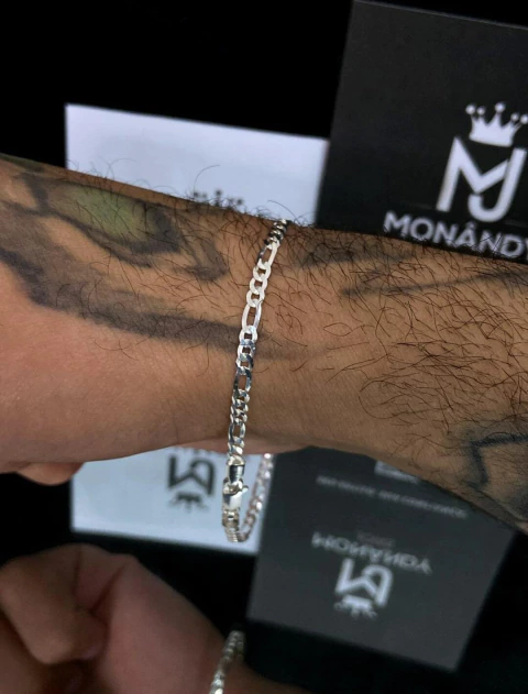 Pulseira 3x1 3mm 21cm em Prata 925 - comprar online