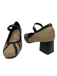 Sapato Boneca em Couro Nude Bicolor Ref 6604 na internet