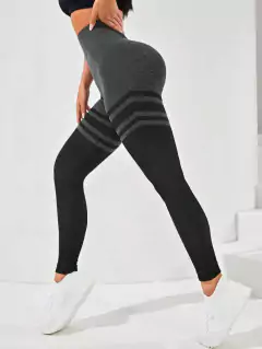 CALZA SEAMLESS Y FRUNCE - "Negro y Gris INFLUENCER" - SUNFIT Sportswear
